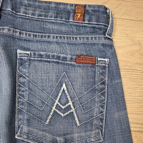 7 For All Mankind Bootcut Jeans Womens 27 Medium Wash Low Rise Stretch Denim - Picture 5 of 9